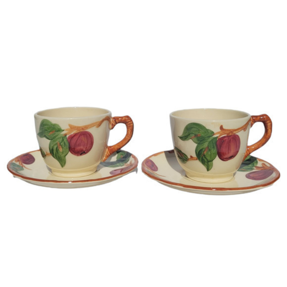 Franciscan Apple 2 American Back Stamp Tea Cup and Saucer Earthenware, Pottery